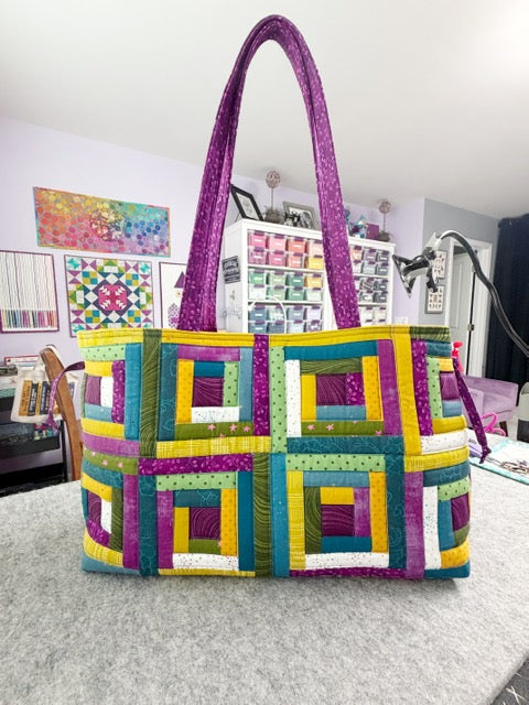 Log Cabin Patchwork Tote