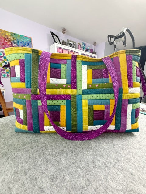 Log Cabin Patchwork Tote