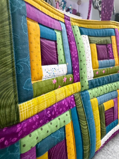 Log Cabin Patchwork Tote