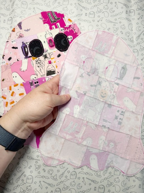 Patchwork Applique - Ghosties - Raw Edge Applique Pink Ghosts