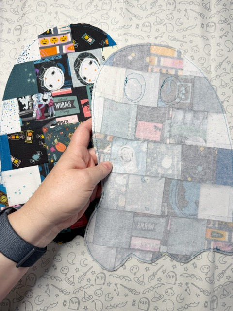 Patchwork Applique - Ghosties - Raw Edge Applique Teal Ghosts