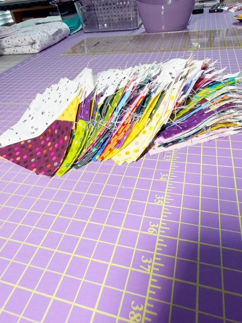 Unfinished Quilt Blocks - Half Square Triangle - Left Over Blocks