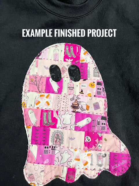 Patchwork Applique - Ghosties - Raw Edge Applique Purple Ghosts