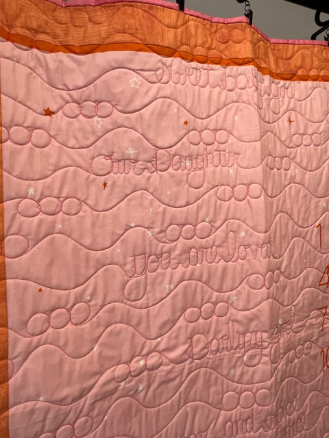 “Birthday” Baby Growth Quilt - FINISHED QUILT - Pink - 40" x 48"
