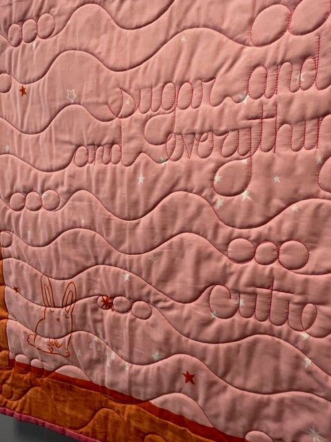 “Birthday” Baby Growth Quilt - FINISHED QUILT - Pink - 40" x 48"