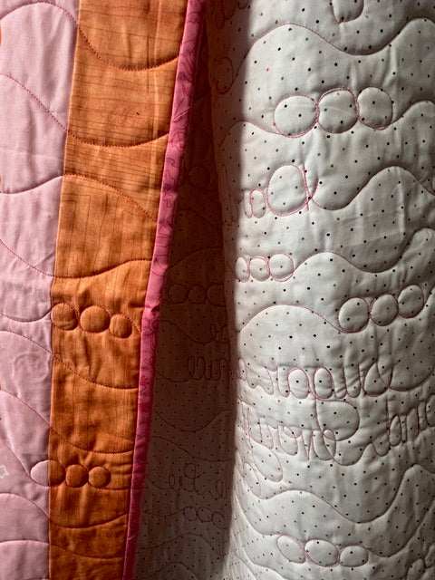 “Birthday” Baby Growth Quilt - FINISHED QUILT - Pink - 40" x 48"