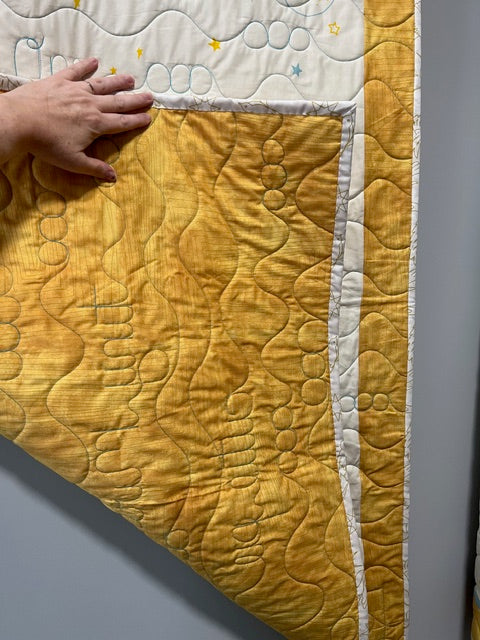 “Birthday” Baby Growth Quilt - FINISHED QUILT - Yellow - 40' X 48"