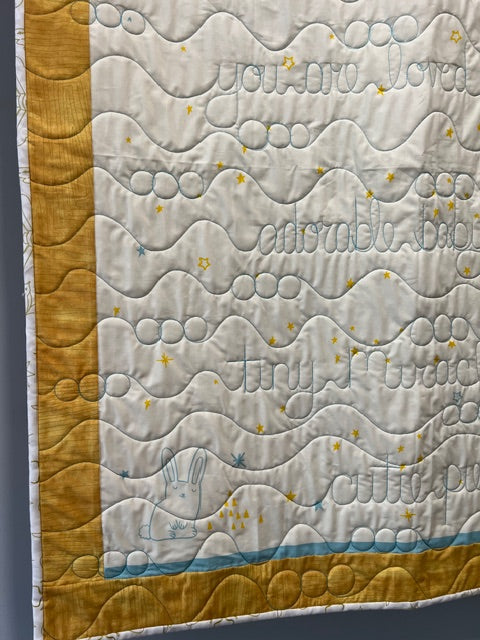 “Birthday” Baby Growth Quilt - FINISHED QUILT - Yellow - 40' X 48"