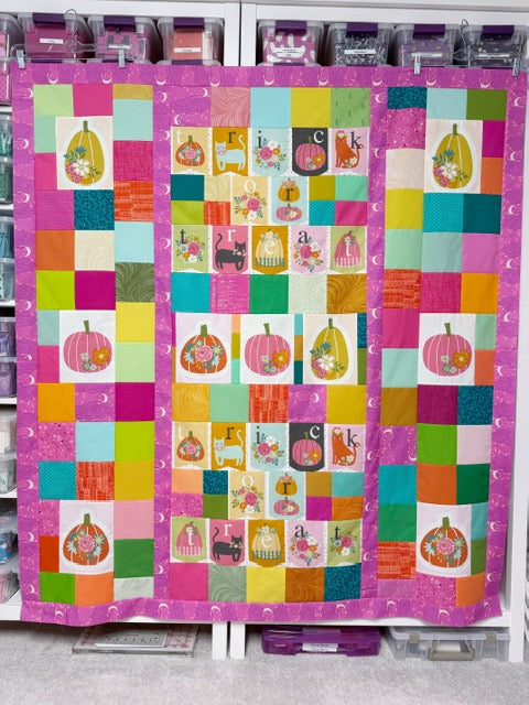 Trick or Treat Scrappy Patchwork Quilt Top – 58” x 62” – Unfinished Halloween Quilt Top