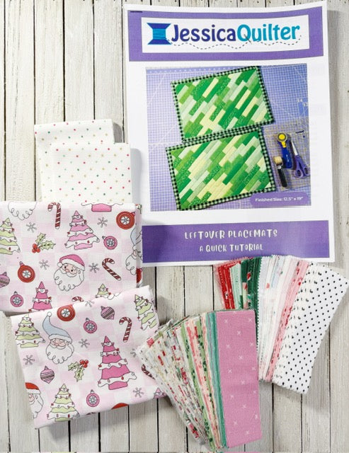 Leftover Placemat Kits - Pink Christmas - Pink Santa Backing