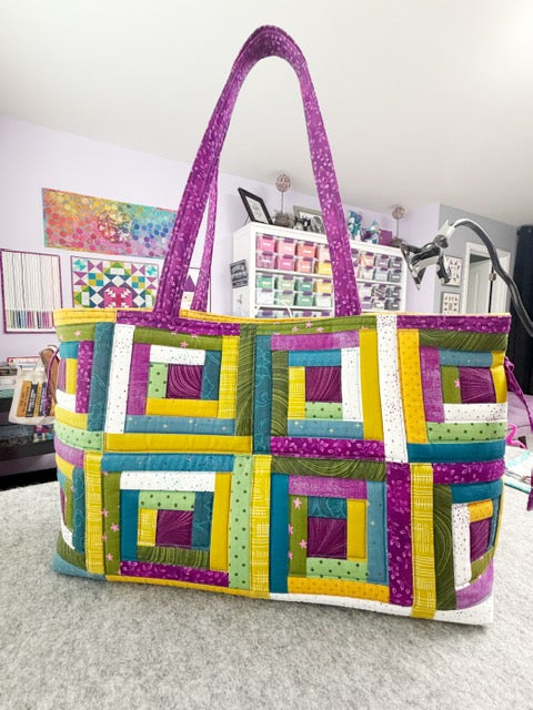 Log Cabin Patchwork Tote