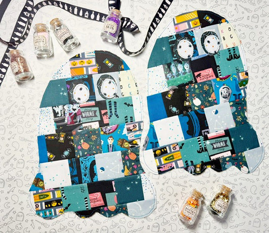 Patchwork Applique - Ghosties - Raw Edge Applique Teal Ghosts