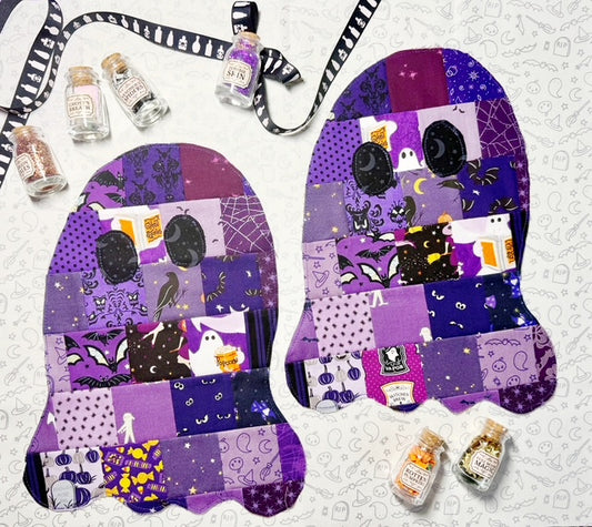 Patchwork Applique - Ghosties - Raw Edge Applique Purple Ghosts