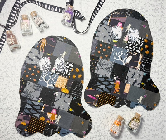 Patchwork Applique - Ghosties - Raw Edge Applique Black Ghosts