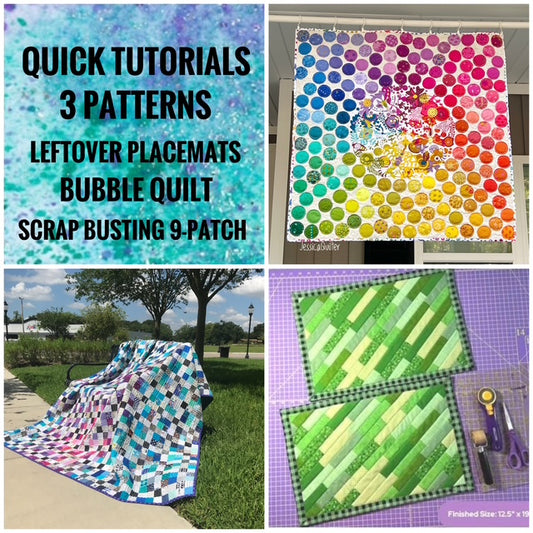 Quick Tutorial / 3 Patterns – Leftover Placemats, Bubble Quilt, and Scrap Busting 9-Patch