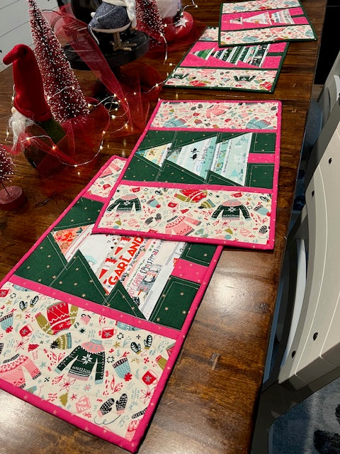 Quilted Placemats Bundle - Leftover Placemats and Selvage Christmas Tree Block Placemats