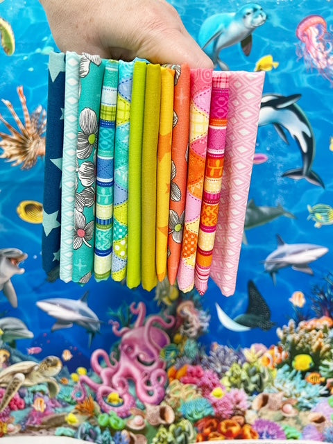 Summer 1/2 Yard Bundle and Sea Fabric Panel