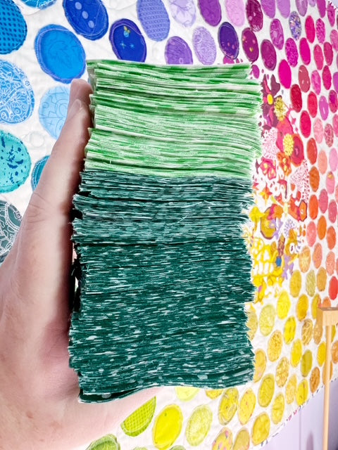 JQ Pack Large Quantity 2.5" Squares (3) Green Prints Precut Fabrics