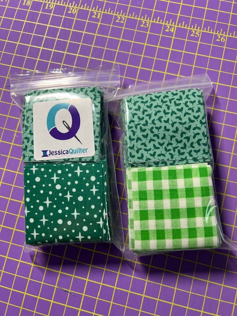 JQ Pack Large Quantity 2.5" Squares (3) Green Prints Precut Fabrics