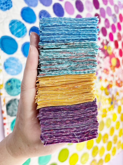 JQ Packs Large Quantity 2.5" Squares Purple/Blue/Yellow Prints Precut Fabrics