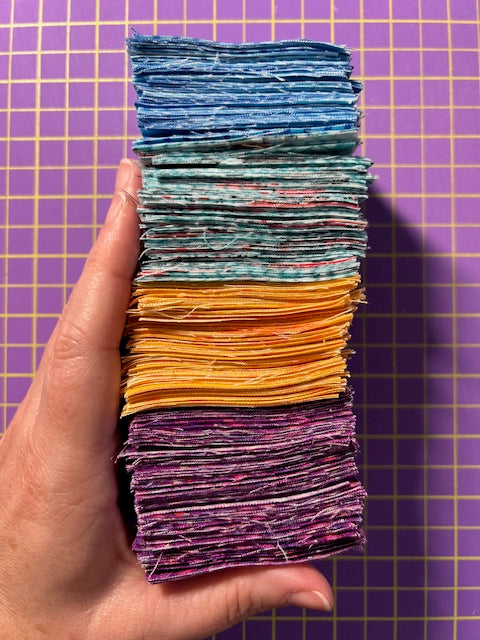 JQ Packs Large Quantity 2.5" Squares Purple/Blue/Yellow Prints Precut Fabrics