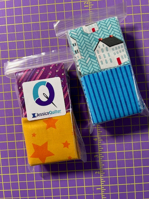 JQ Packs Large Quantity 2.5" Squares Purple/Blue/Yellow Prints Precut Fabrics