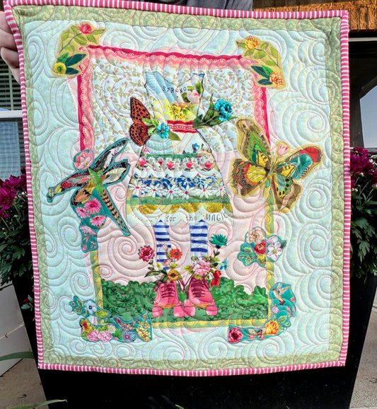 Butterfly Dress Mini Quilt - Finished Quilt - 19" x 21"