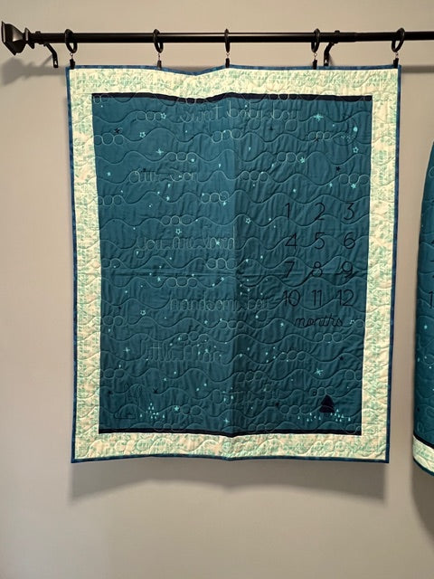 “Birthday” Baby Growth Quilt Blue