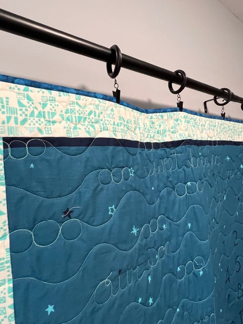 “Birthday” Baby Growth Quilt Blue