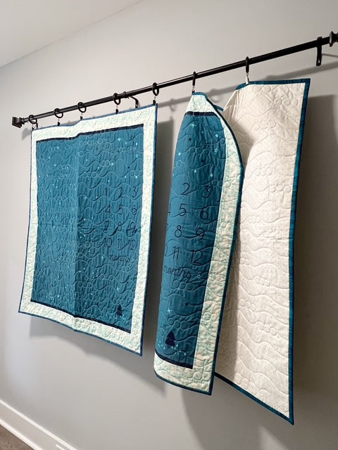 “Birthday” Baby Growth Quilt Blue
