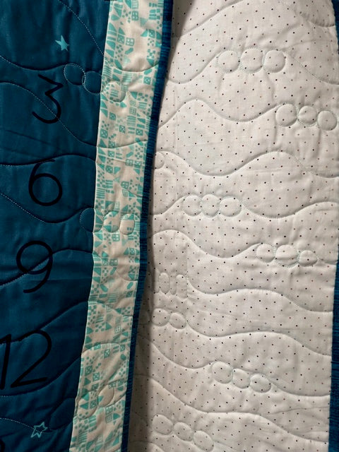 “Birthday” Baby Growth Quilt Blue