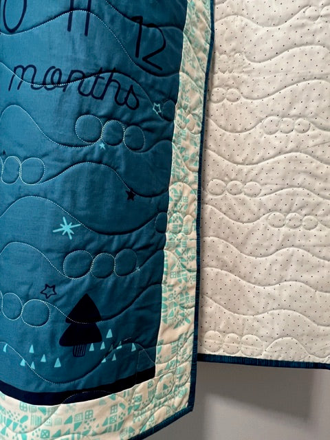 “Birthday” Baby Growth Quilt Blue
