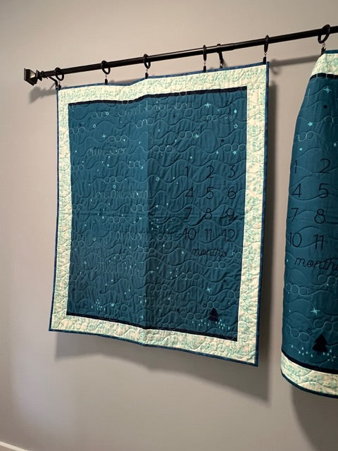 “Birthday” Baby Growth Quilt Blue