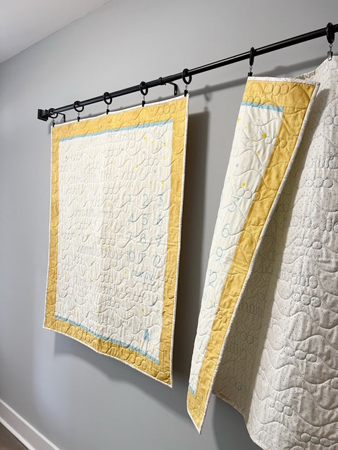 “Birthday” Baby Growth Quilt  - FINISHED QUILT - Yellow - 40' X 48"