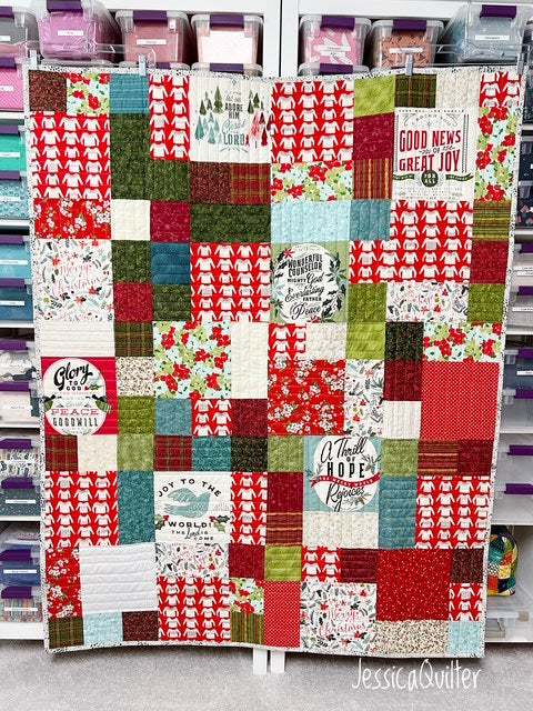 Fabric Talk Christmas Quilt - FINISHED QUILT - 52" x 66"