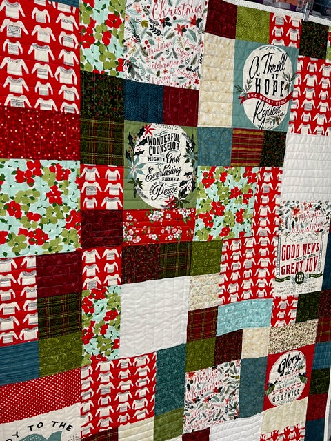 Fabric Talk Christmas Quilt - FINISHED QUILT - 52" x 66"