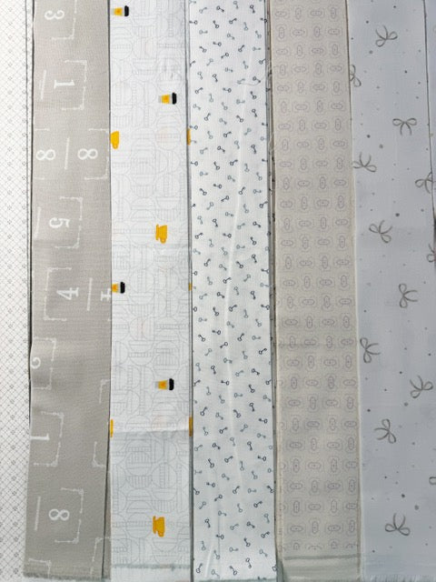 Low Volume Fabric Jelly Roll, 44 Precut 2.5" WOF Quilting Strips, Scrappy Patchwork Fabric Bundle, Neutral Quilt Strips