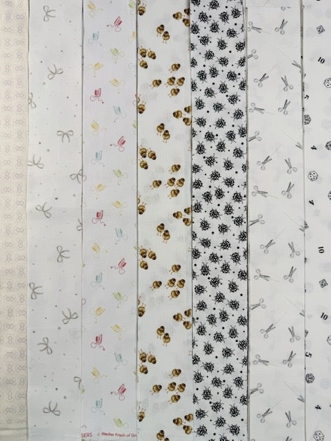 Low Volume Fabric Jelly Roll, 44 Precut 2.5" WOF Quilting Strips, Scrappy Patchwork Fabric Bundle, Neutral Quilt Strips