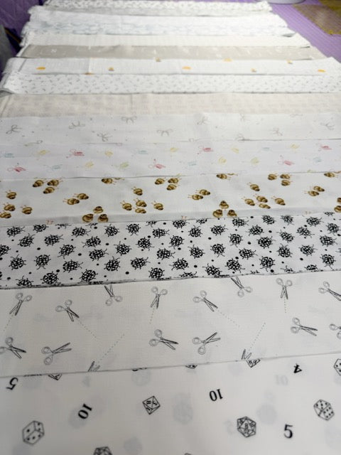 Low Volume Fabric Jelly Roll, 44 Precut 2.5" WOF Quilting Strips, Scrappy Patchwork Fabric Bundle, Neutral Quilt Strips