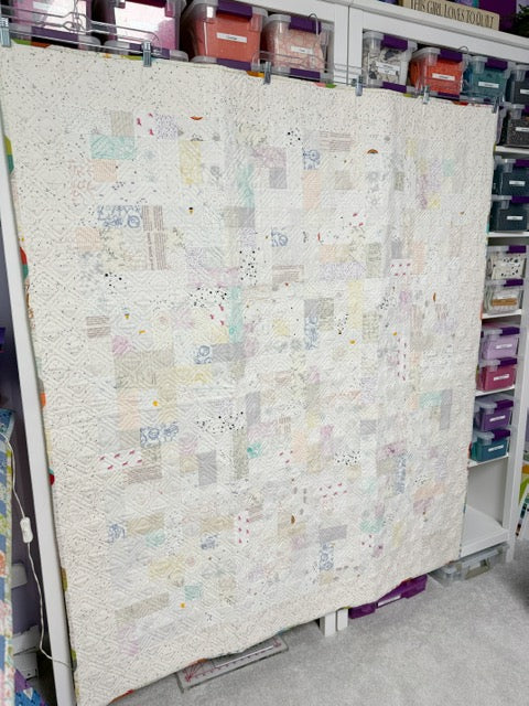 The Travel Quilt – FINISHED QUILT – Low Volume – 56”x64”