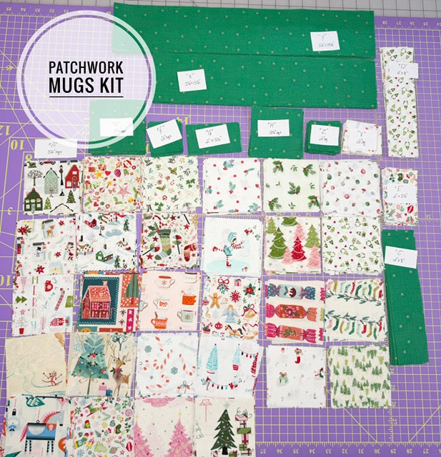 Christmas Patchwork Mugs Quilt Kit – Precut & Labeled Fabric – Pattern Sold Separately