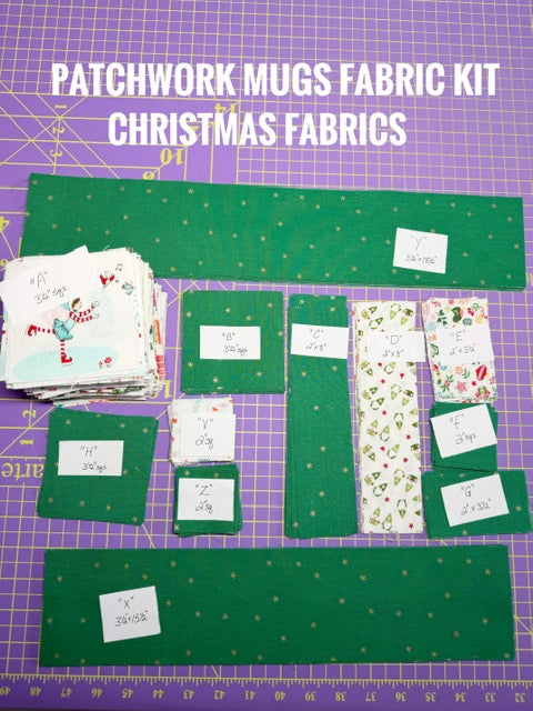 Christmas Patchwork Mugs Quilt Kit – Precut & Labeled Fabric – Pattern Sold Separately