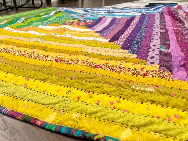 Norah Quilt - FINISHED QUILT - Hand Quilted - 65.5" Square -