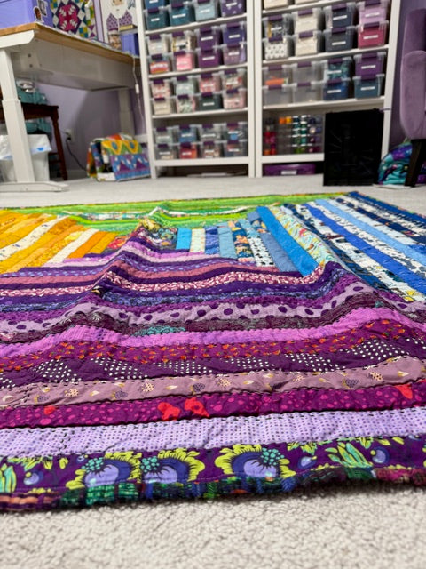 Norah Quilt - FINISHED QUILT - Hand Quilted - 65.5" Square -