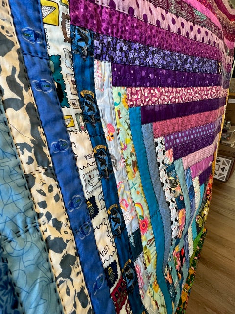 Norah Quilt - FINISHED QUILT - Hand Quilted - 65.5" Square -