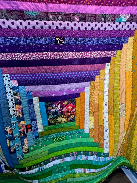 Norah Quilt - FINISHED QUILT - Hand Quilted - 65.5" Square -