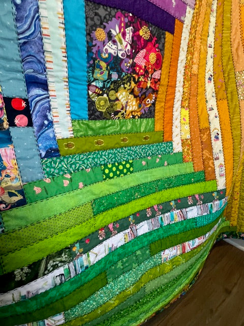 Norah Quilt - FINISHED QUILT - Hand Quilted - 65.5" Square -