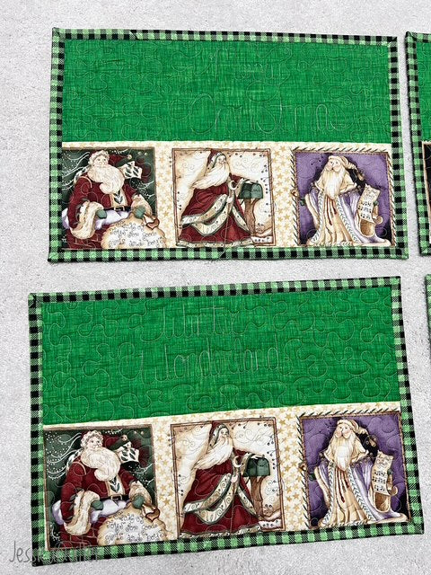 Christmas Quilted Placemats – Set of 6 – 14” x 21”