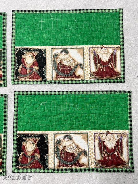 Christmas Quilted Placemats – Set of 6 – 14” x 21”