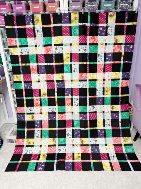 Handmade Plaidish Quilt Top – 64” x 82” – Unfinished Patchwork Quilt Top Ready to Quilt